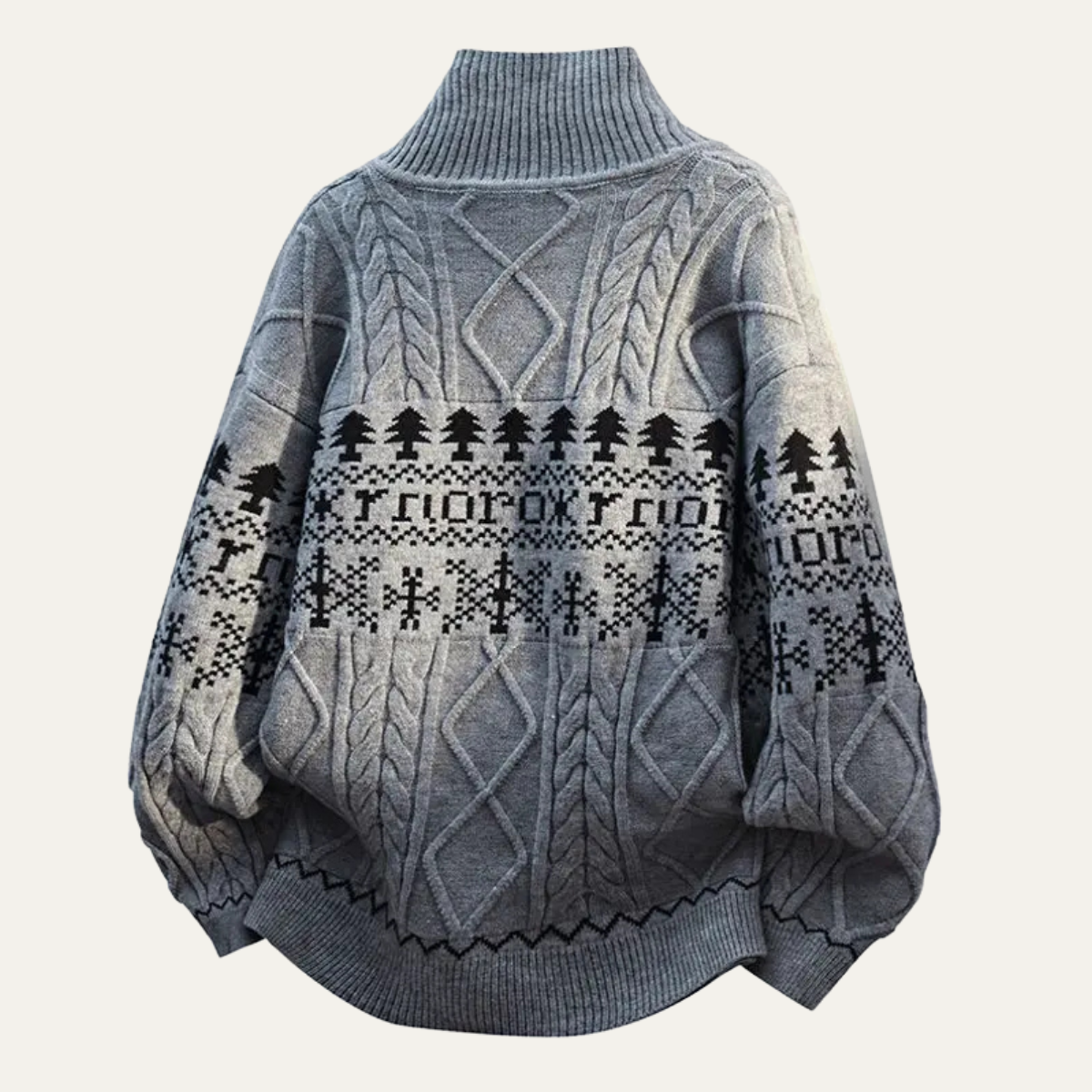 Voss | Men's Nordic Pattern Button Up Cardigan Cream