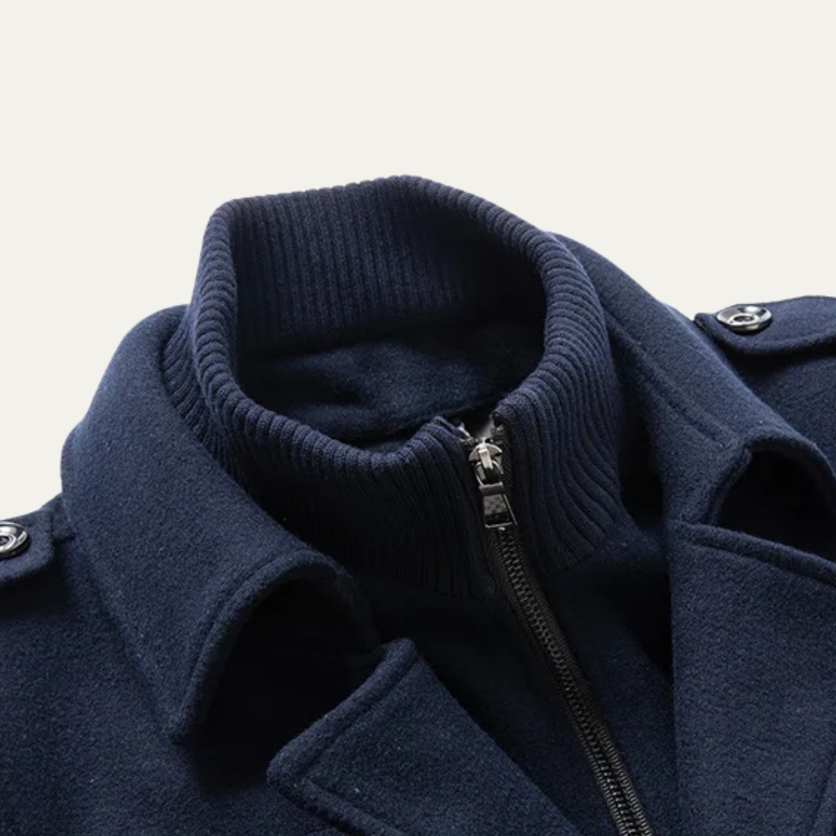 Lars | Men's Navy Wool Overcoat Double Breasted Collared