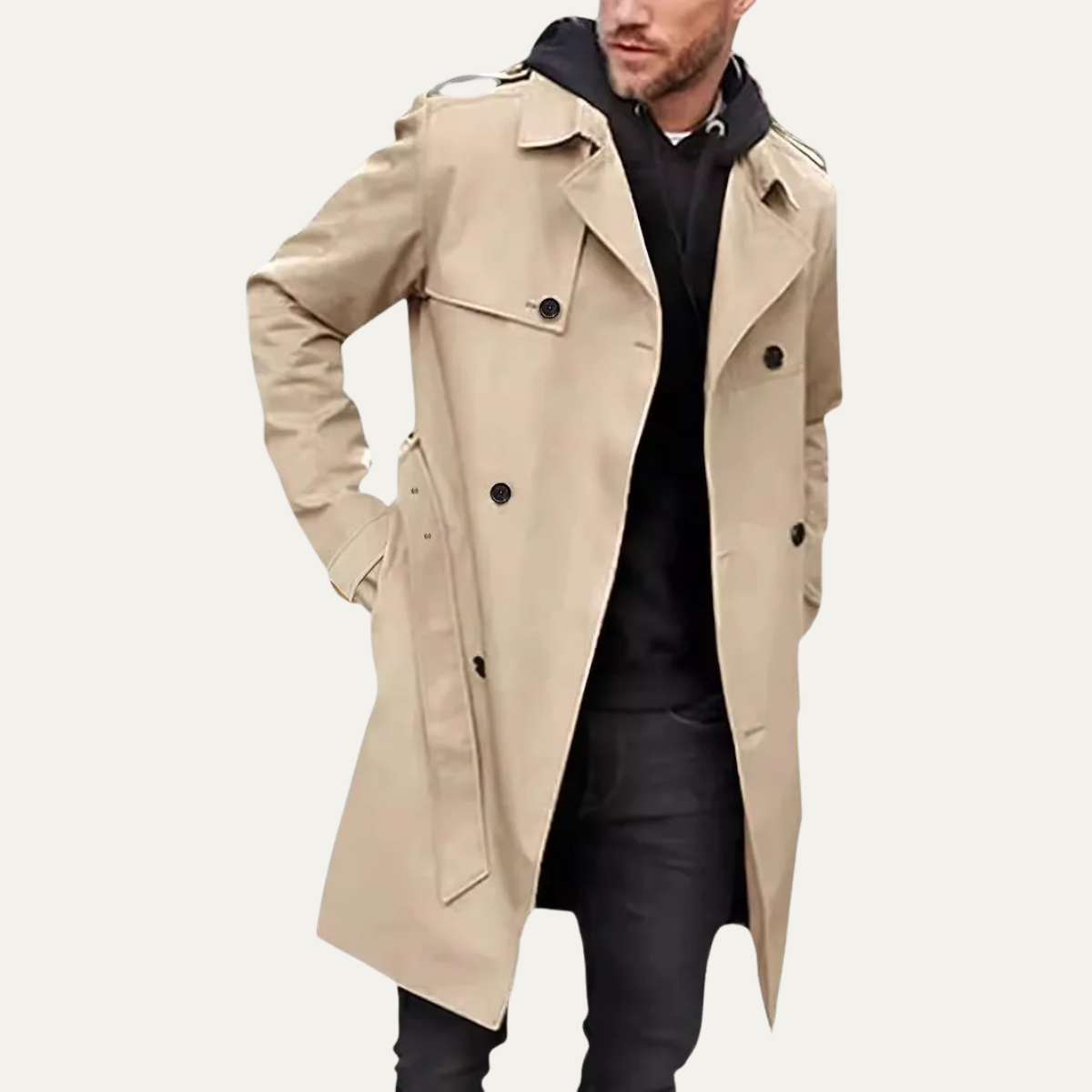 Hale | Men's Double Breasted Trench Coat Beige