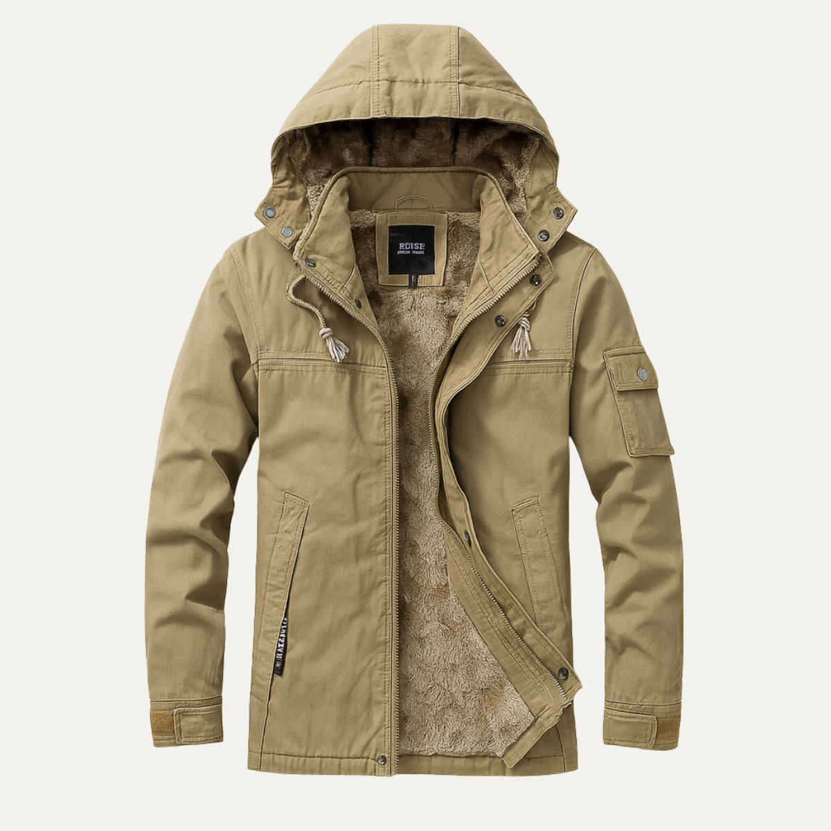 Callum | Men's Utility Parka Jacket Black Sherpa Lined Hood