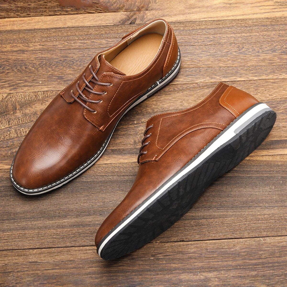 Sage | Men's Leather Oxford Dress Shoes Brown Lace Up
