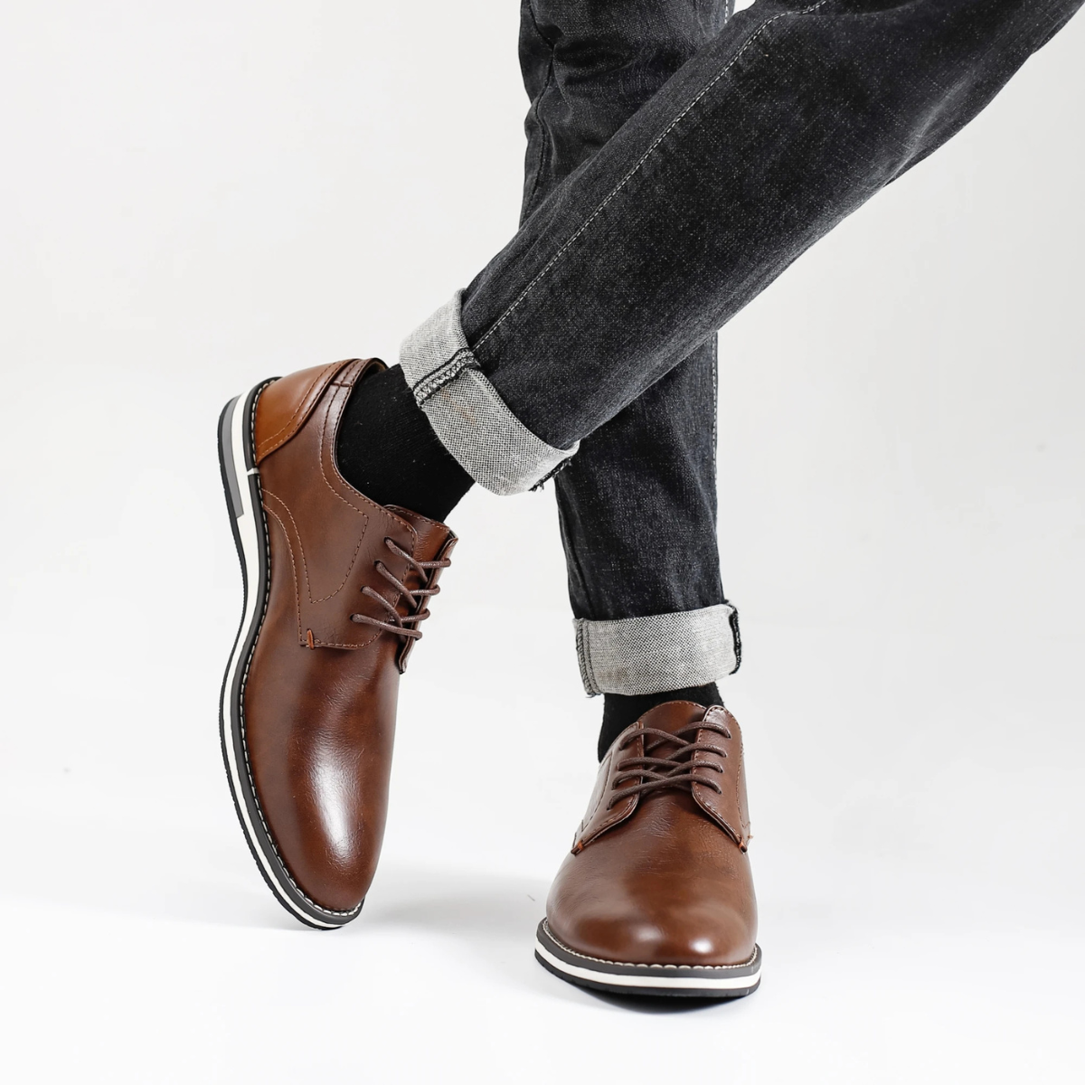 Sage | Men's Leather Oxford Dress Shoes Brown Lace Up