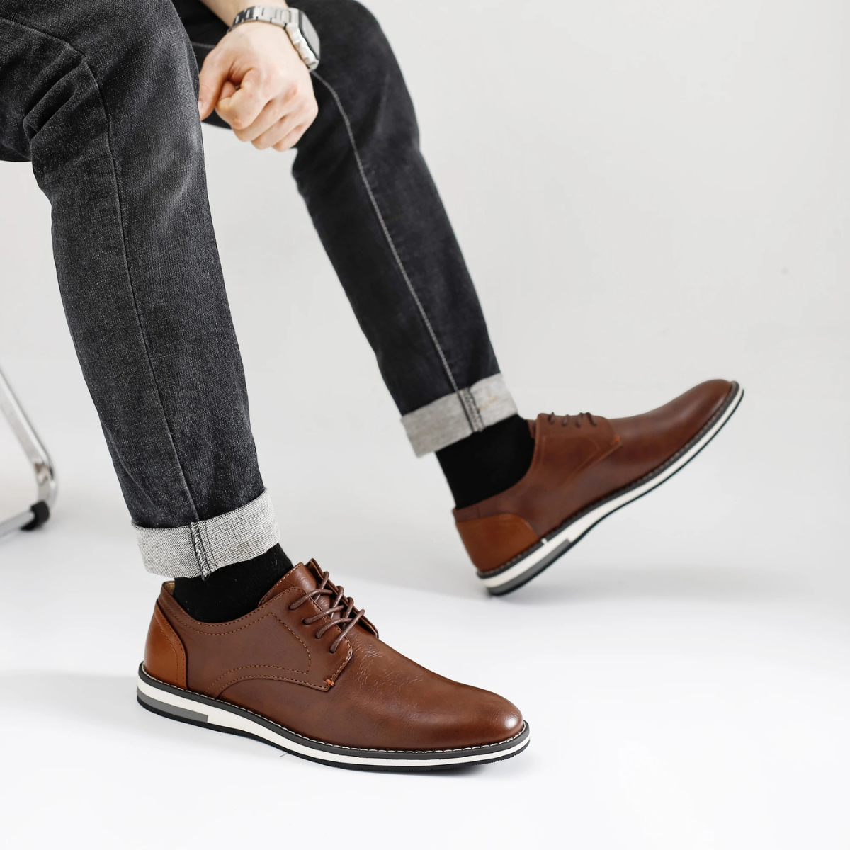 Sage | Men's Leather Oxford Dress Shoes Brown Lace Up
