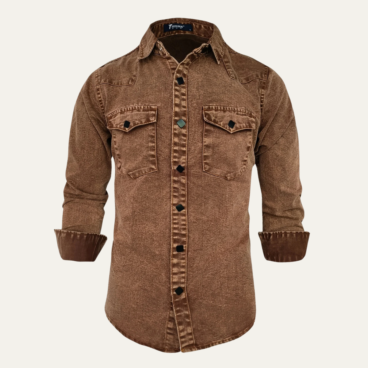 Rhys | Men's Vintage Washed Denim Shirt Brown