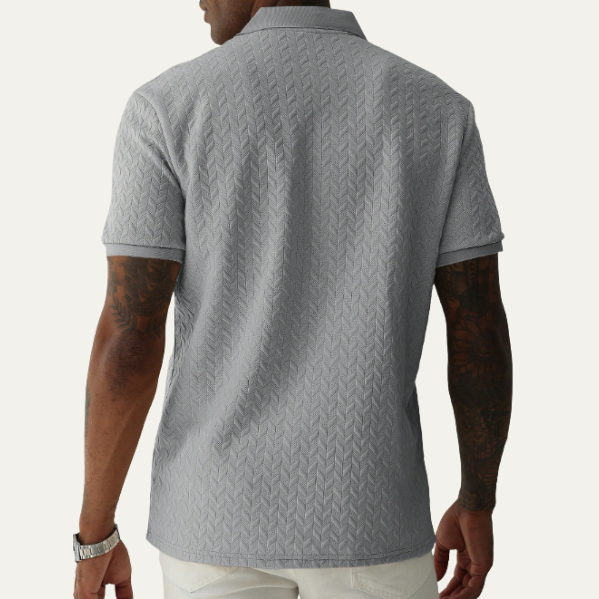 Beau | Men's Textured Polo Shirt Cream