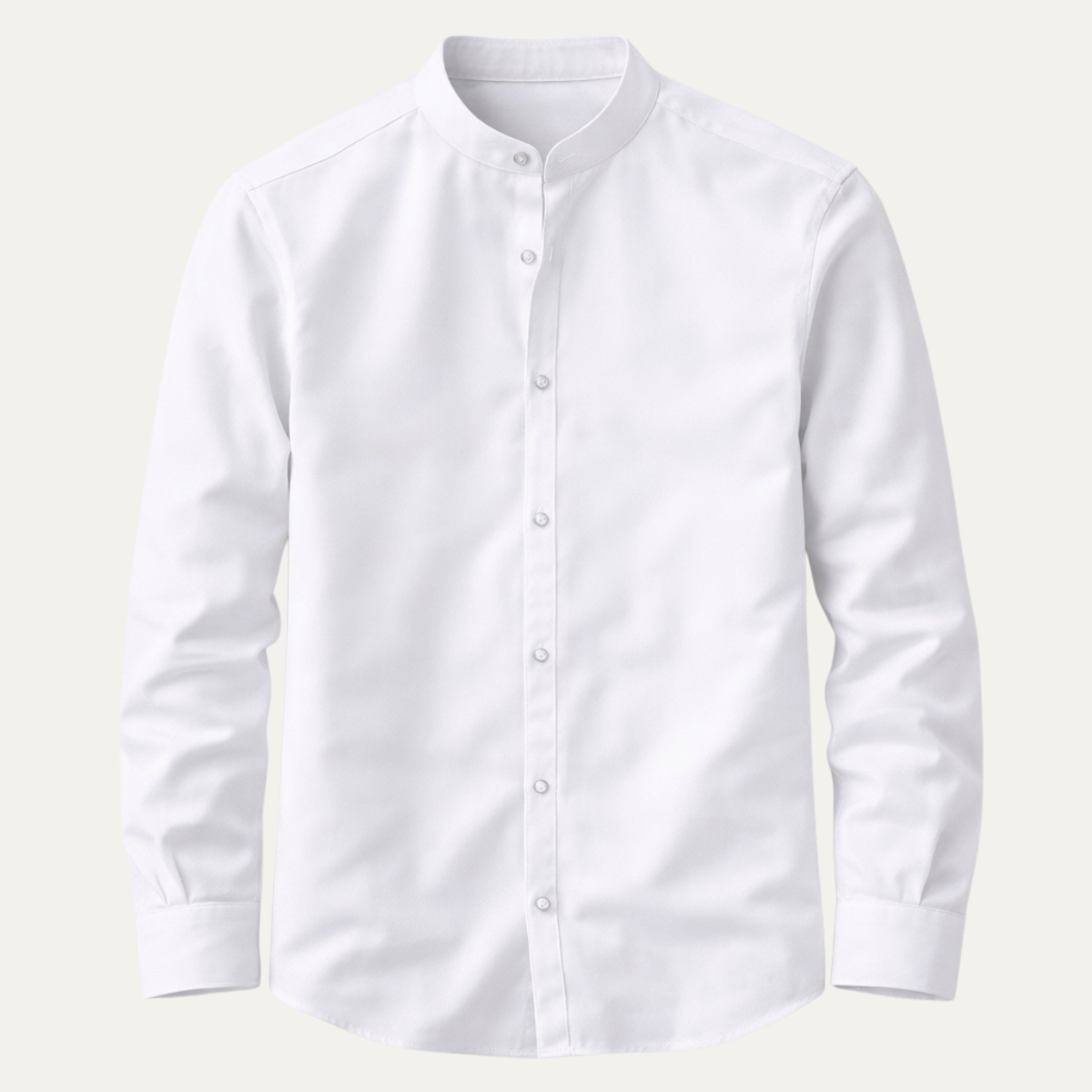 Sage | Men's Fitted Stand Collar Dress Shirt White Long Sleeve