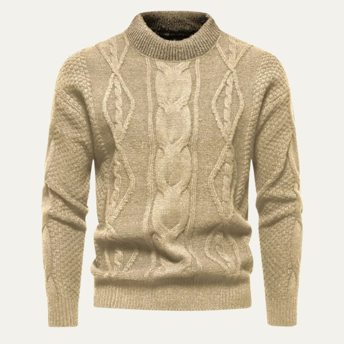 Jasper | Men's Cable Knit Sweater Cream Crew Neck