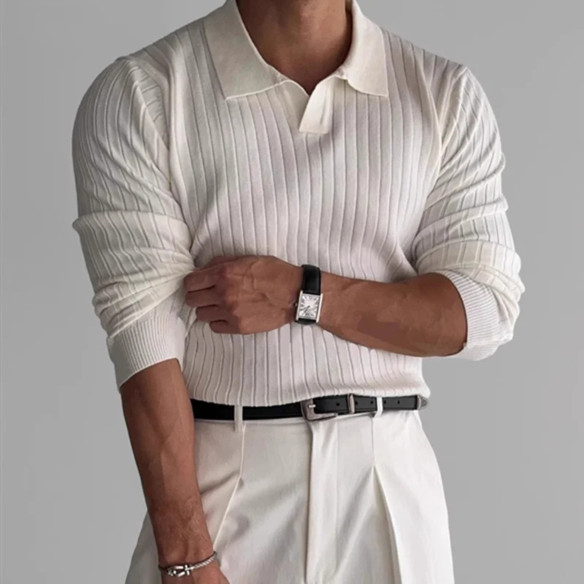Nash | Men's Smart Casual Pinstripe Button Up Shirt Cream