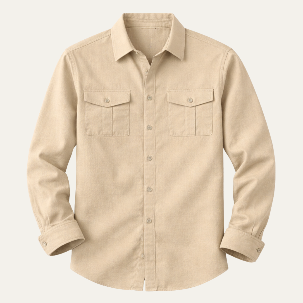 Grant | Men's Casual Cotton Linen Button Up Shirt Cream