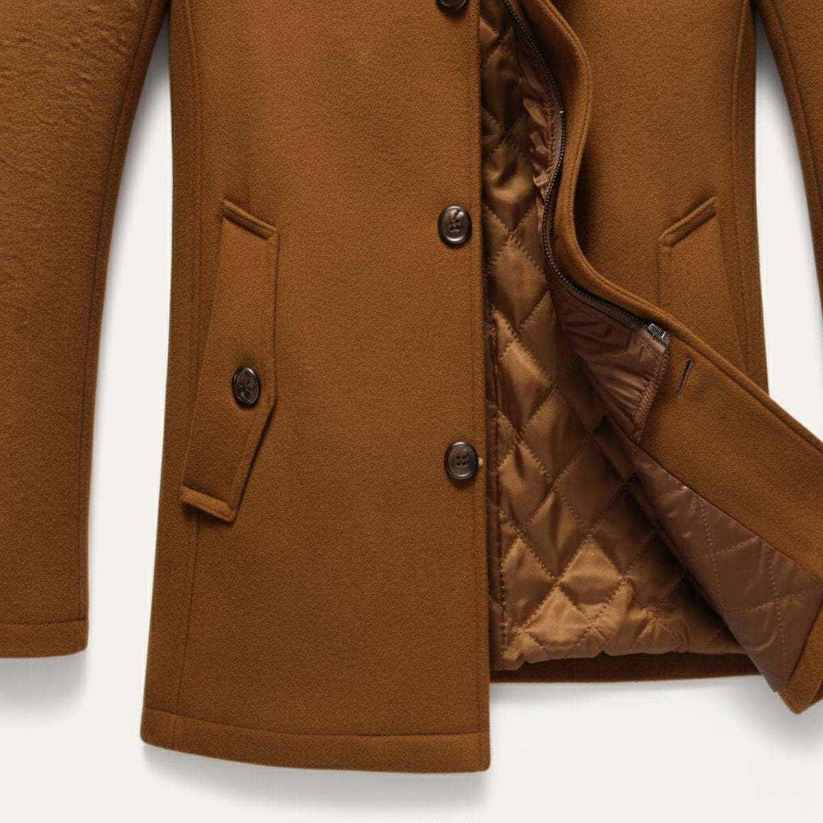 Callum | Men's Smart Casual Wool Blend Camel Coat With Quilted Liner