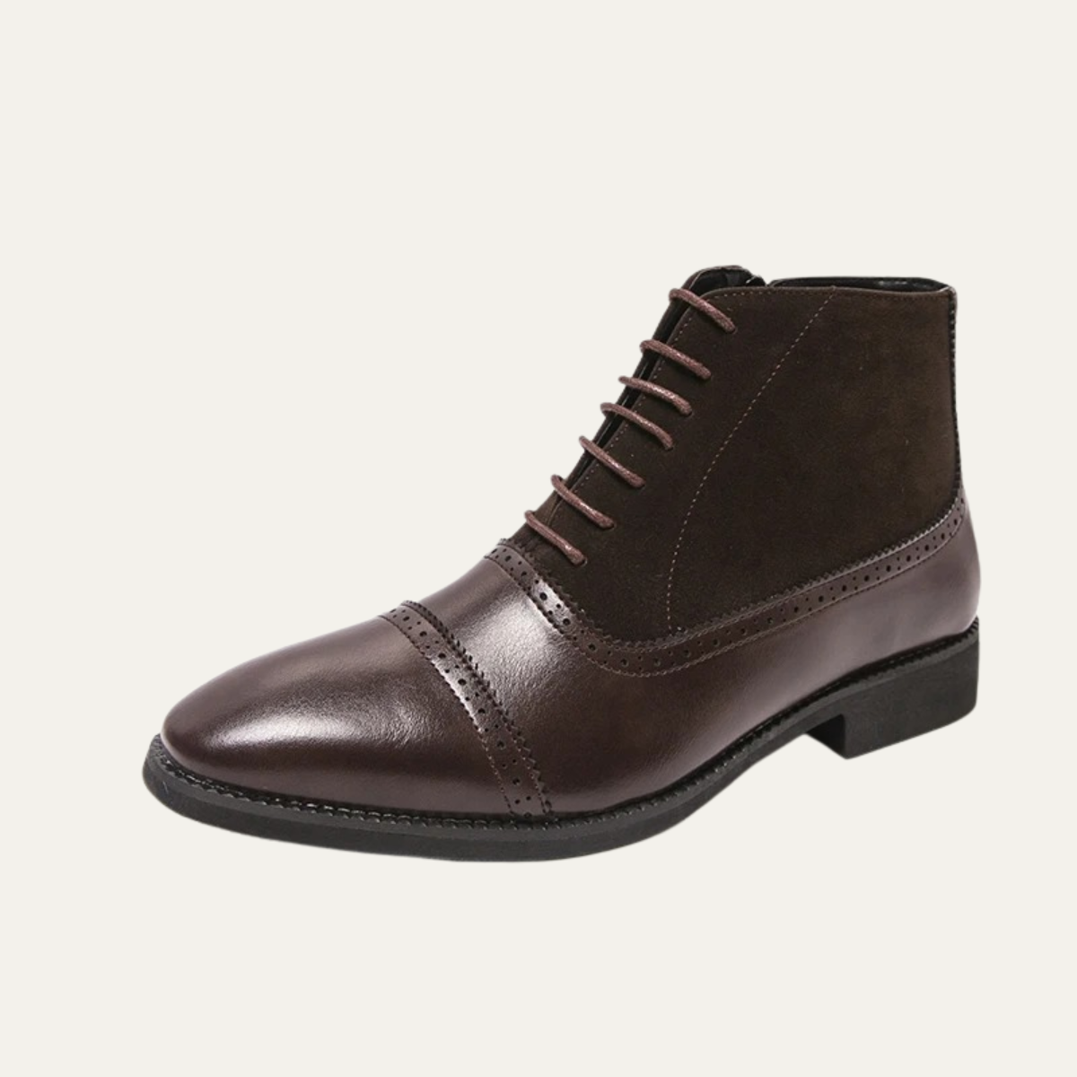 Sage | Men's Leather Lace Up Boot Brown Wingtip Ankle