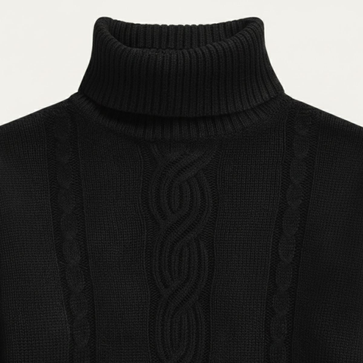 Bram | Men's Cable Knit Turtleneck Sweater Black