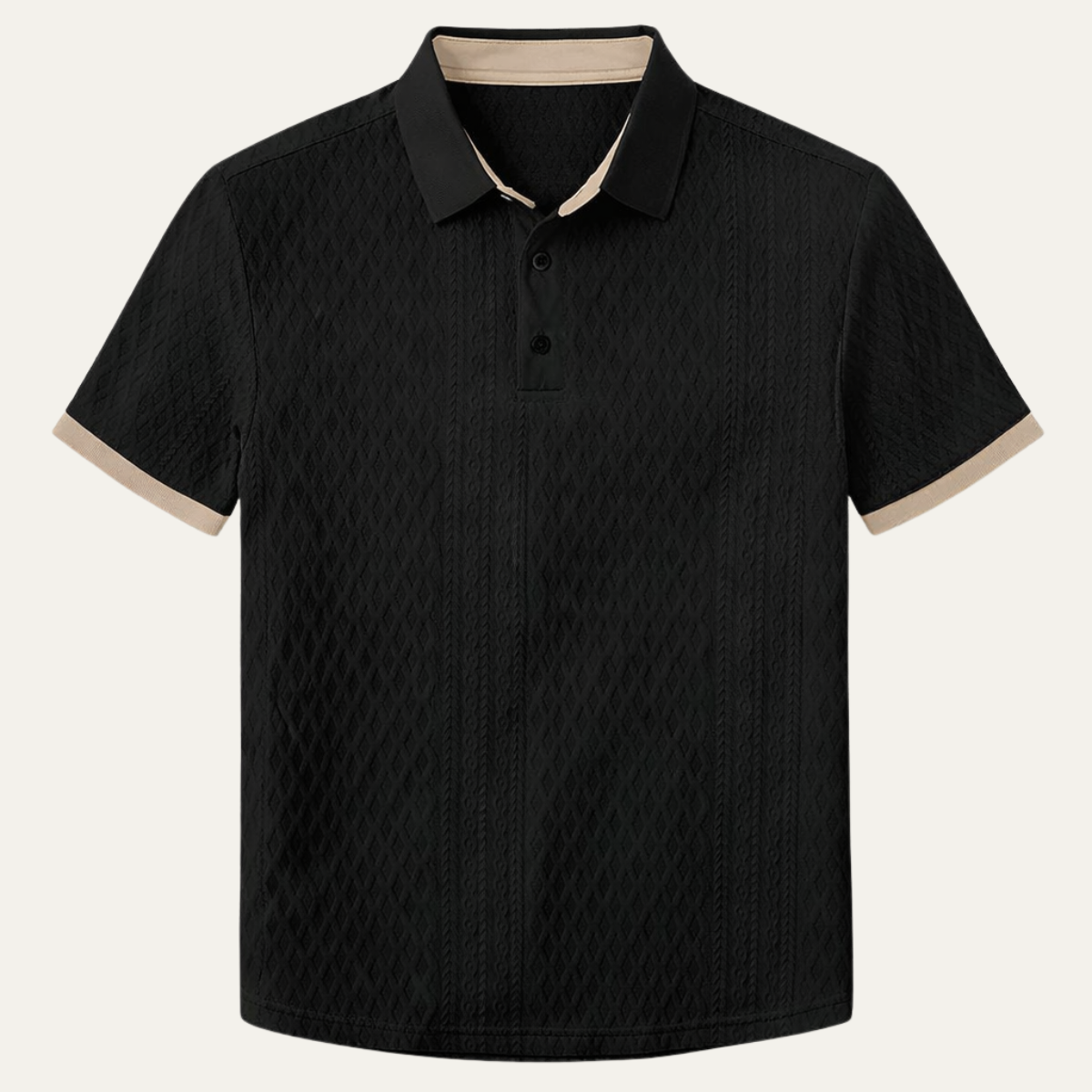 Axel | Men's Textured Polo Shirt Black Contrast Trim