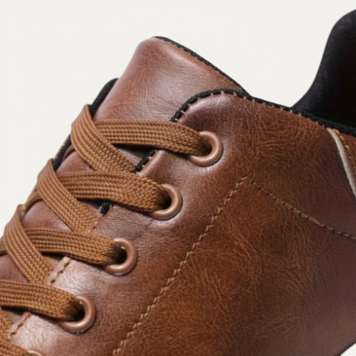 Kael | Men's Leather Low Top Sneaker Brown White Sole