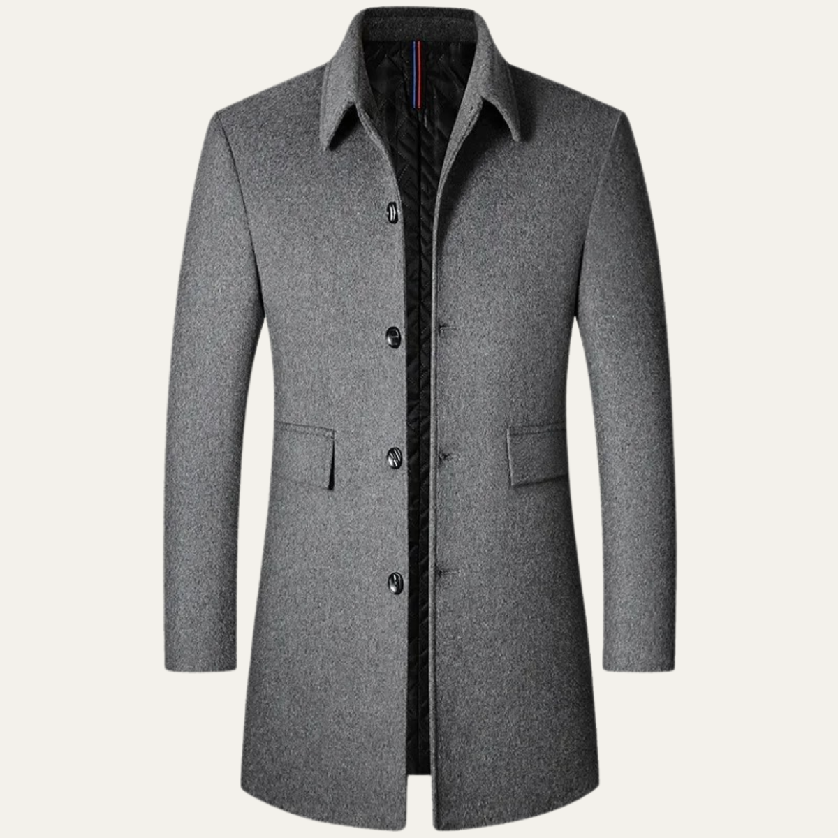Voss | Men's Wool Blend Overcoat Gray Button Front