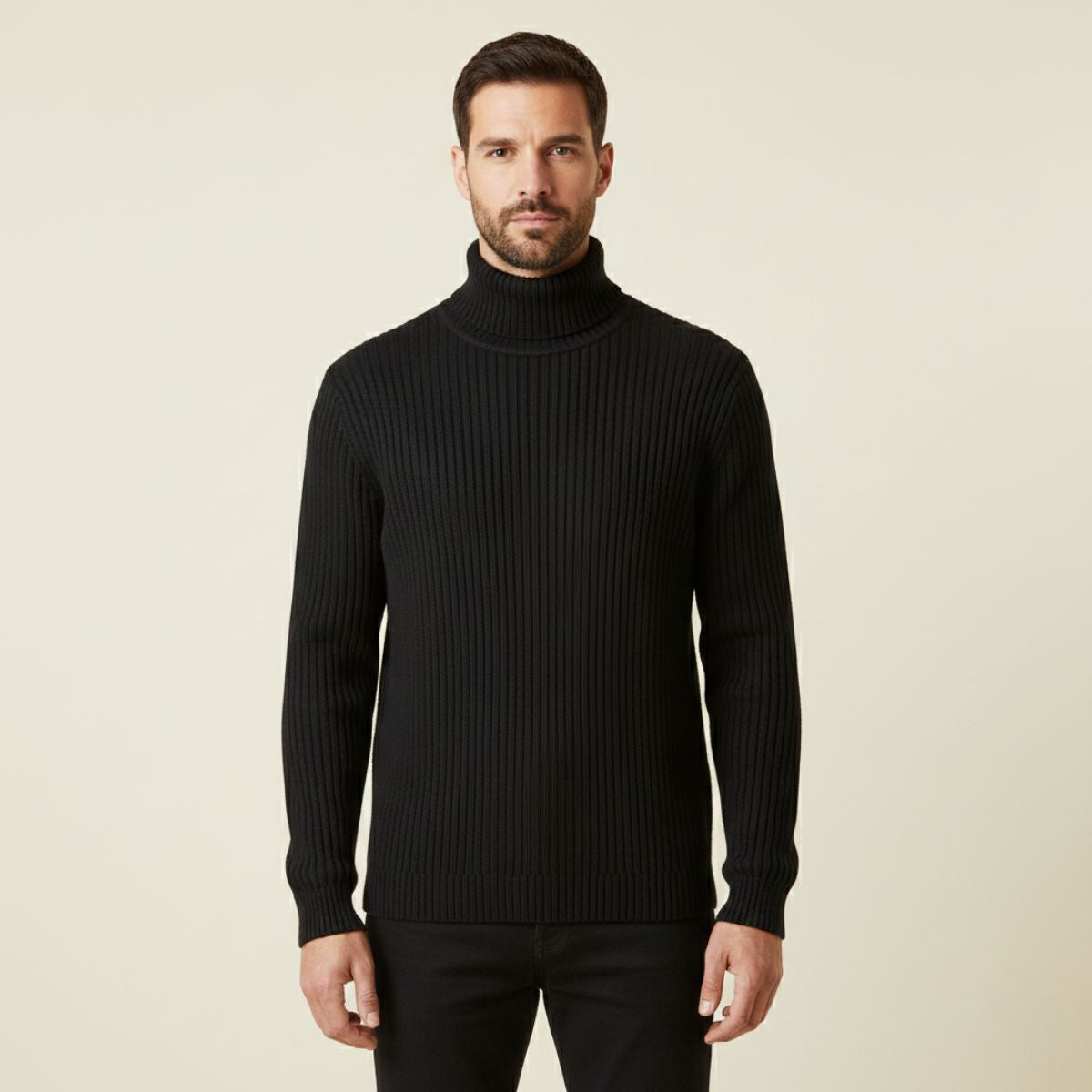 Bram | Men's Ribbed Turtleneck Sweater Black