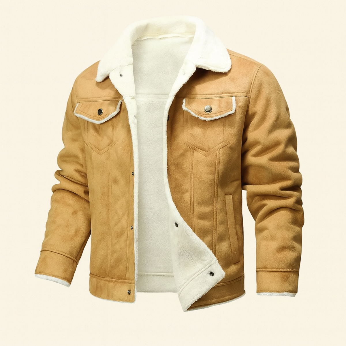 Rhys | Men's Sherpa Lined Denim Jacket Brown
