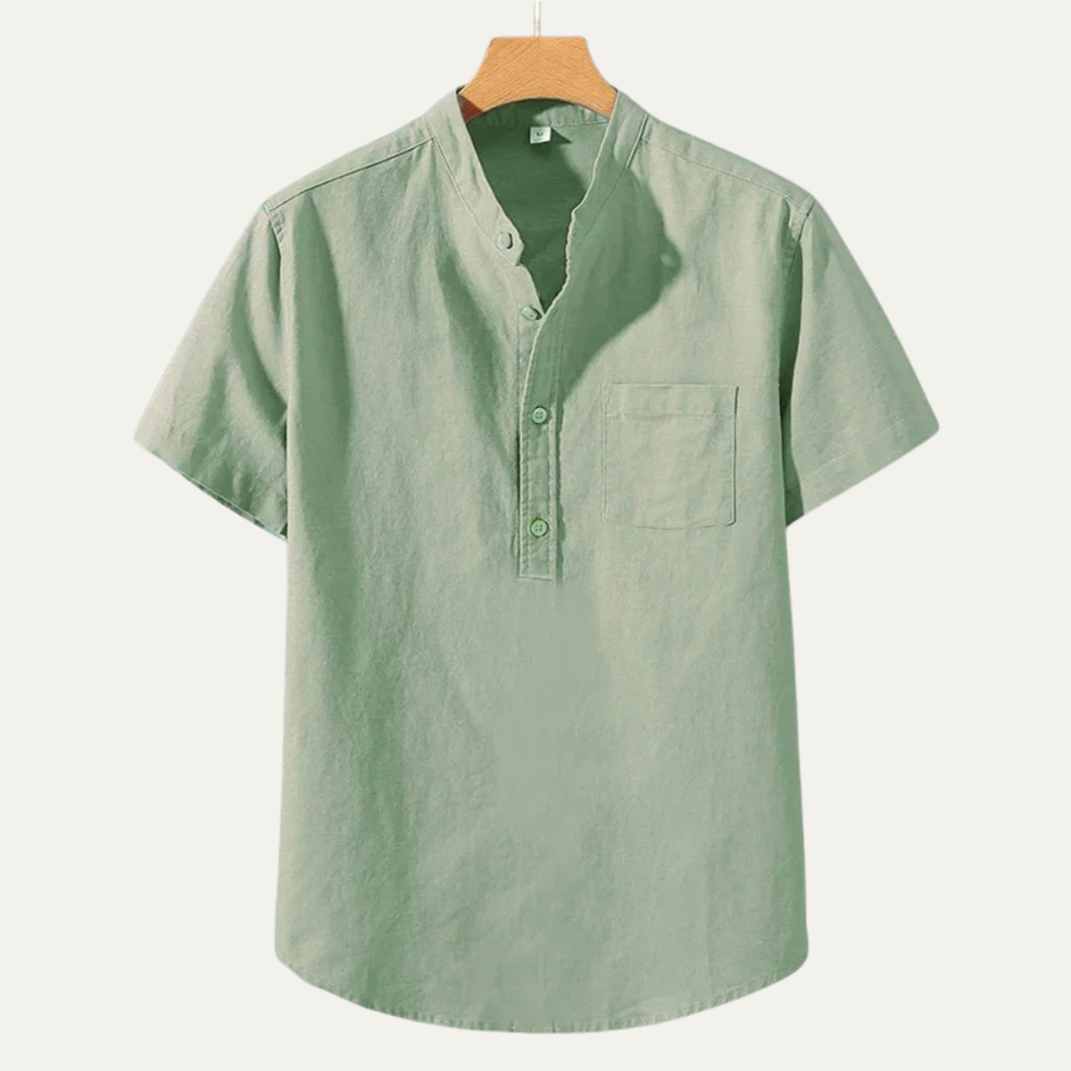Kai | Men's Linen Shirt Sage Green Short Sleeve Button Up