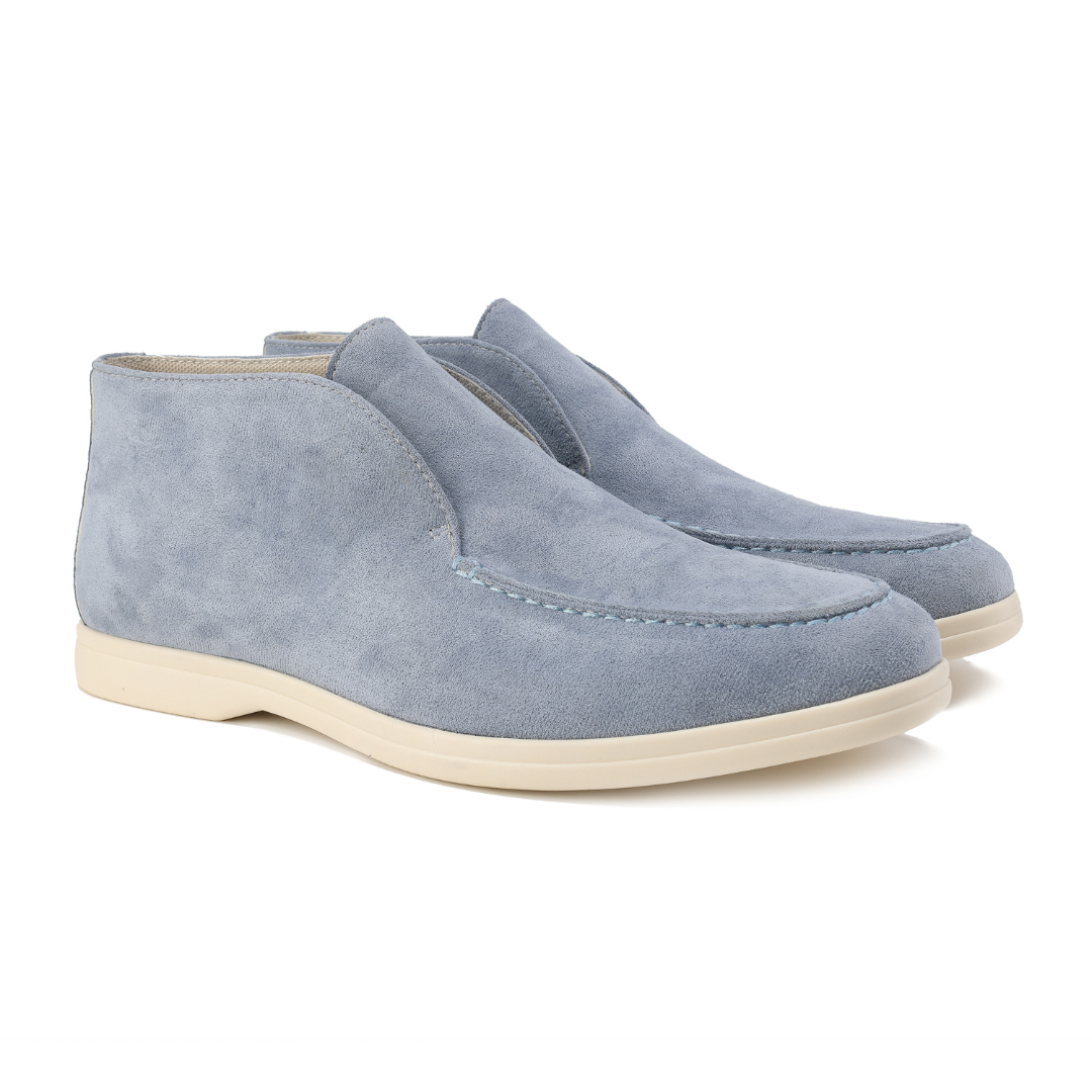 Luca | Men's Suede Slip On Loafer Boot Navy Cream Sole