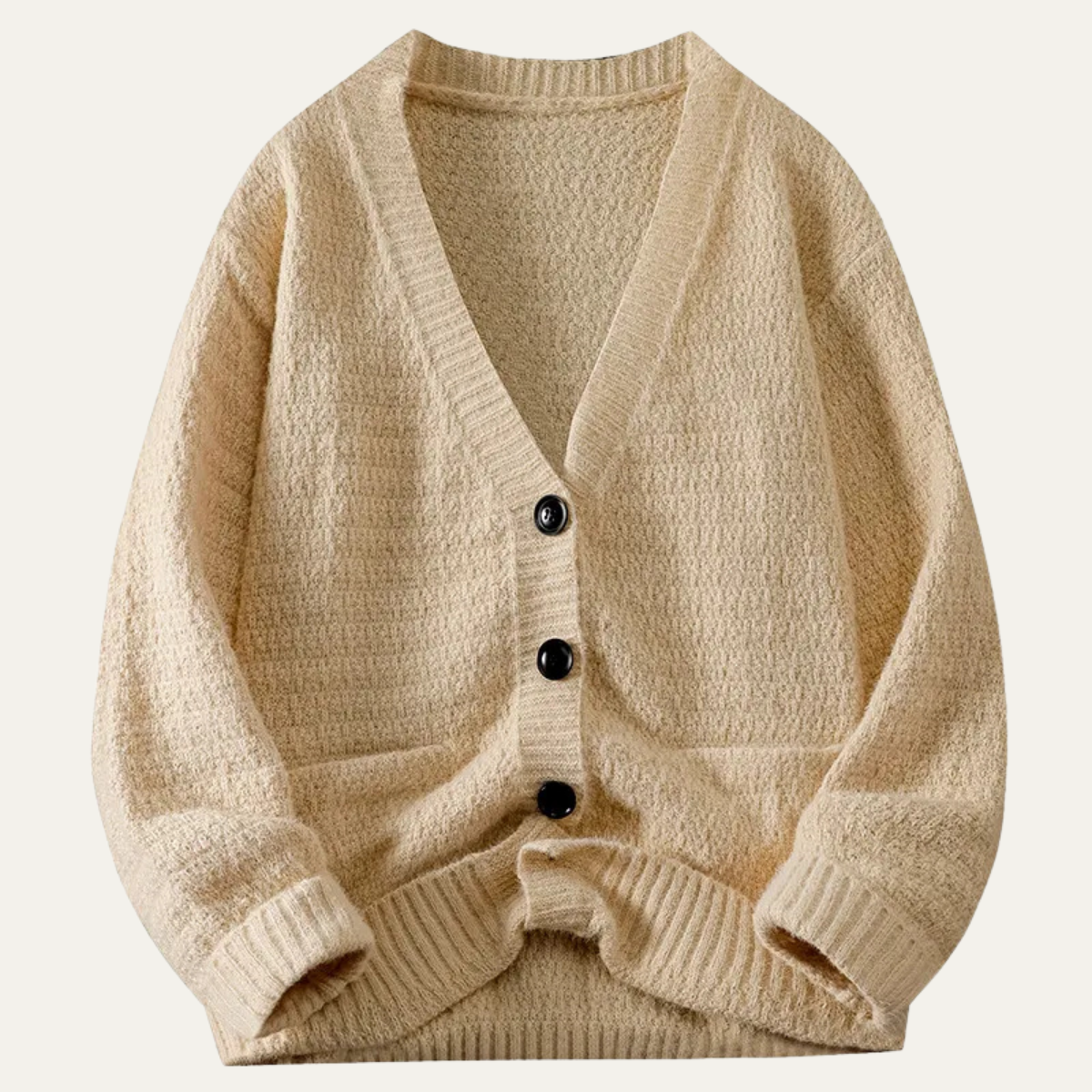 Beau | Men's Oversized Cable Knit Cardigan Gray V Neck