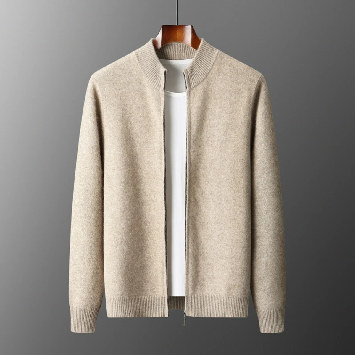 Sage | Men's Cream Quarter Zip Sweater Wool Blend