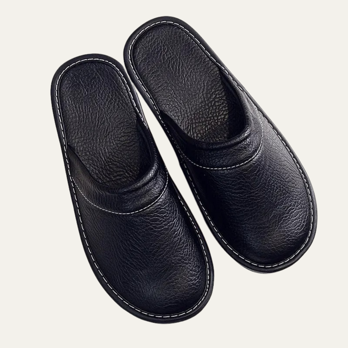Bram | Men's Leather Slippers Black