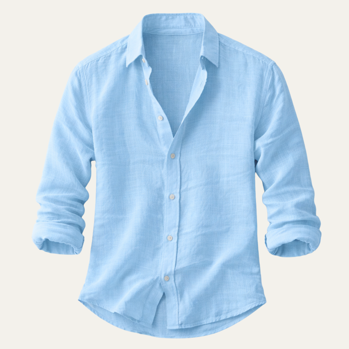 Sage | Men's Linen Shirt Light Blue Long Sleeve
