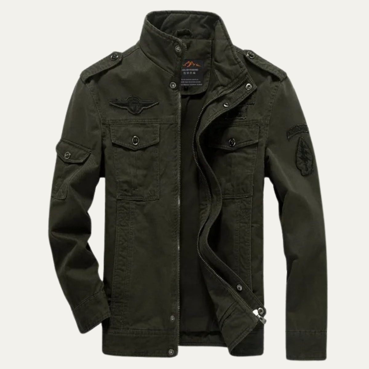 Eli | Men's Utility Military Jacket Olive Green Cargo Pockets