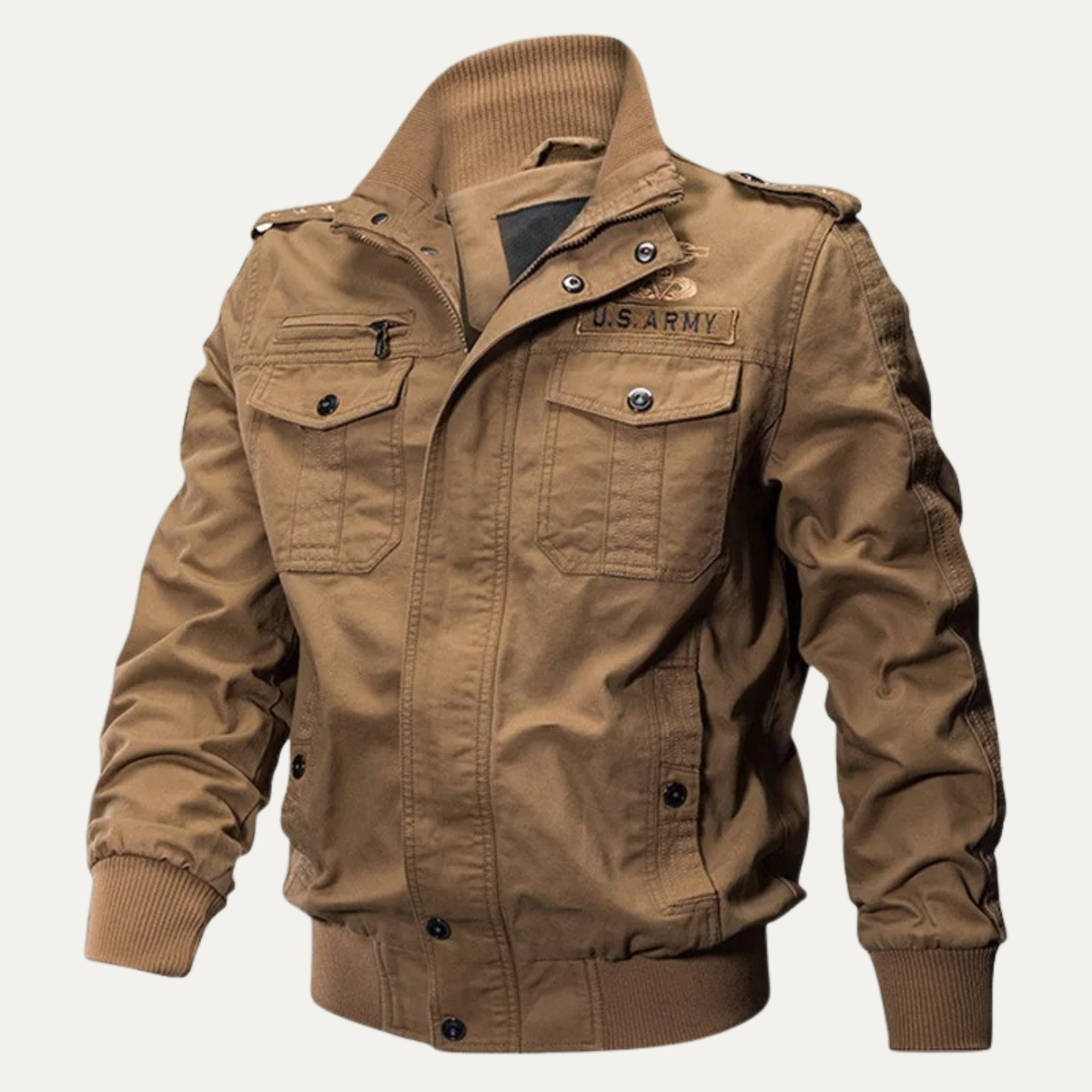 Beau | Men's Military Jacket Black Multi Pocket Windproof