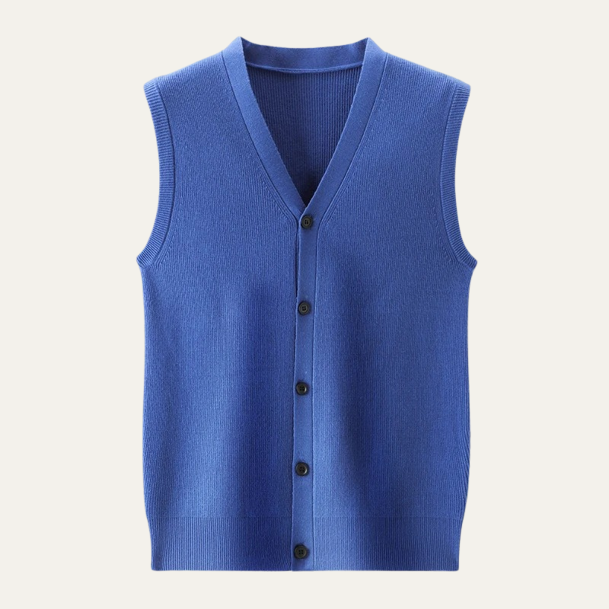 Beau | Men's Sweater Vest Blue Button Up V Neck