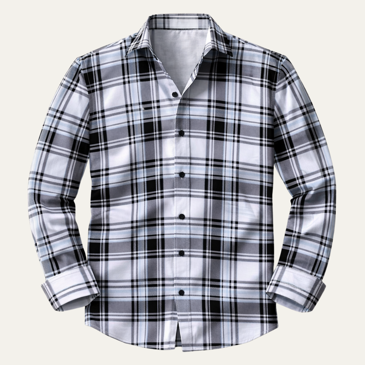 Beau | Men's Plaid Button Up Shirt Navy White Black