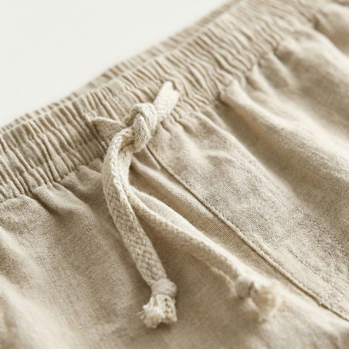 Beau | Men's Linen Shorts Gray Drawstring