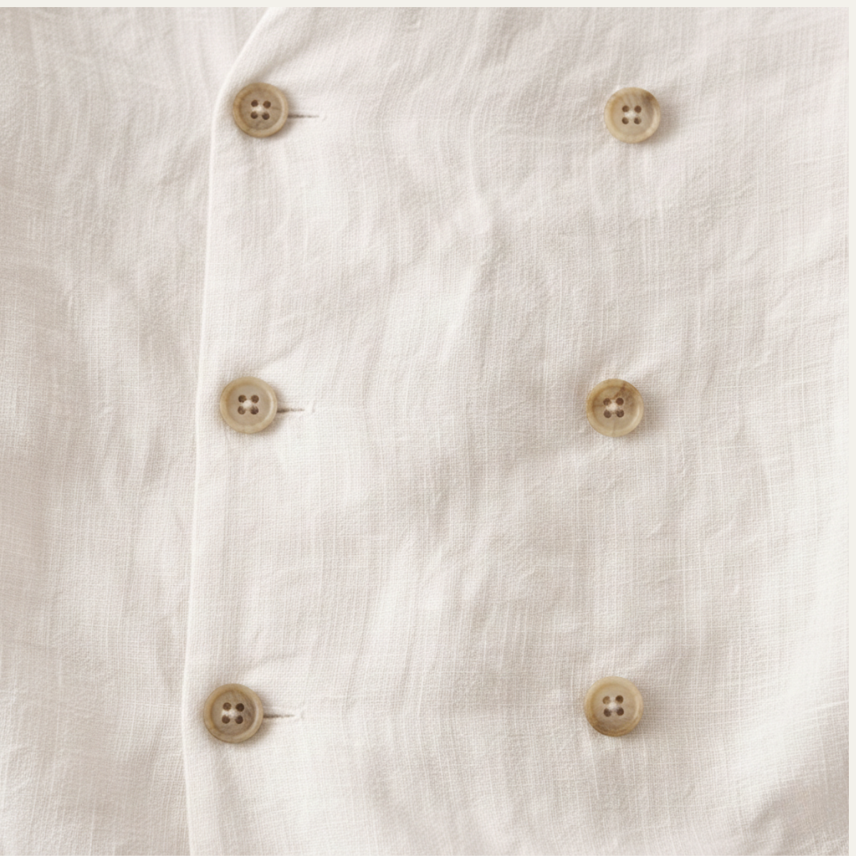 Kai | Men's Double Breasted Linen Shirt Cream Long Sleeve