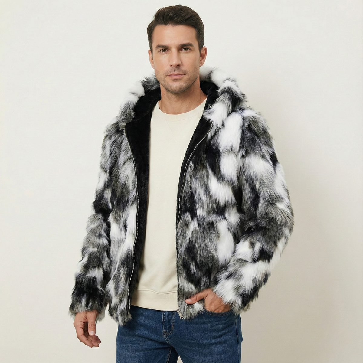 Axel | Men's Faux Fur Puffer Jacket Multicolor