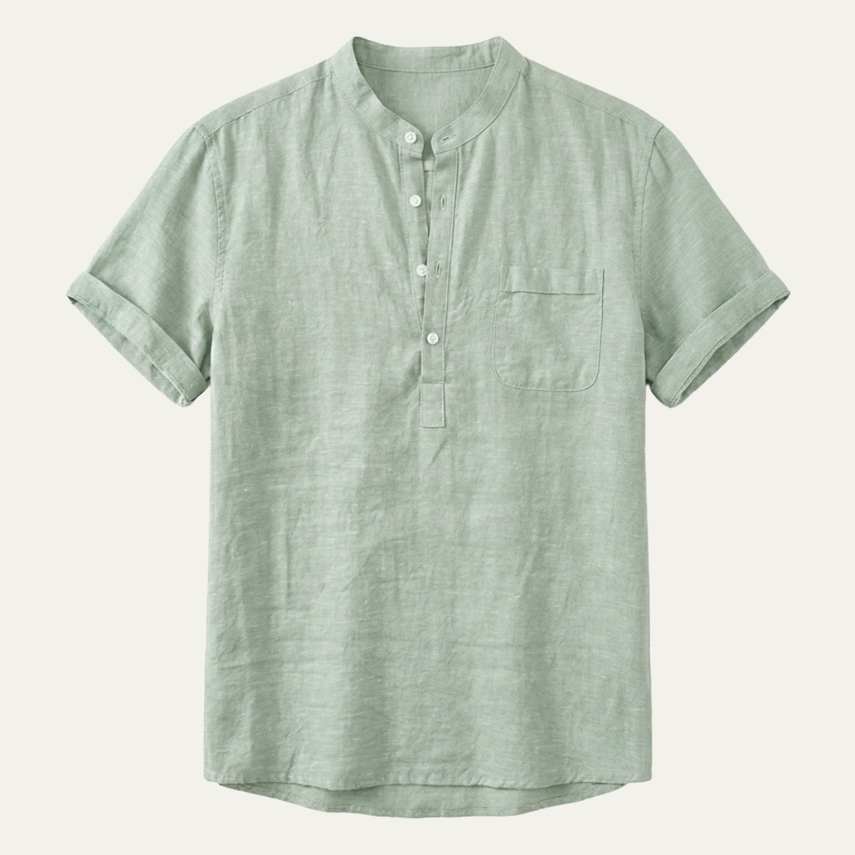 Axel | Men's Casual Linen Henley Shirt Gray Short Sleeve