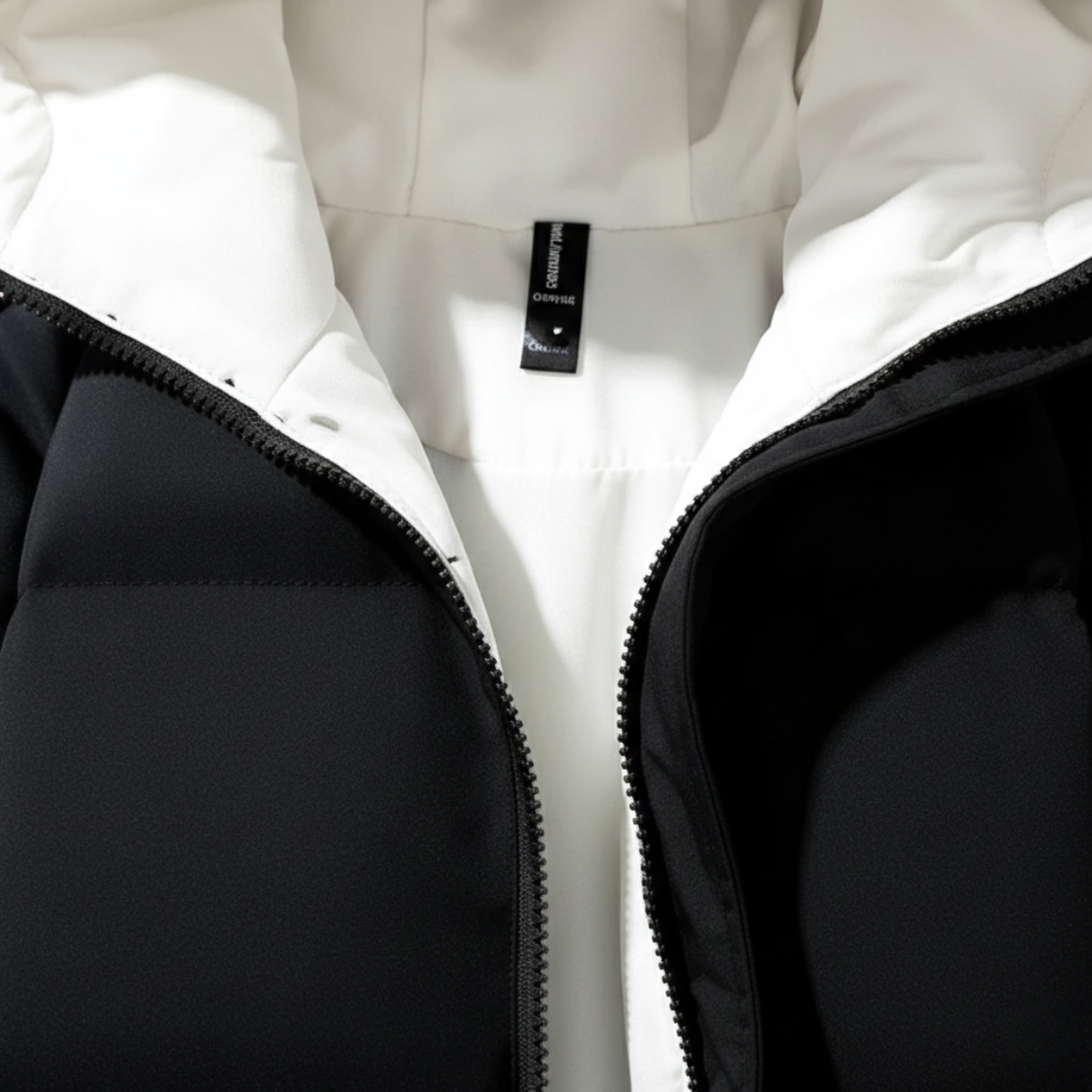 Jude | Men's Puffer Jacket Black White Hooded Waterproof