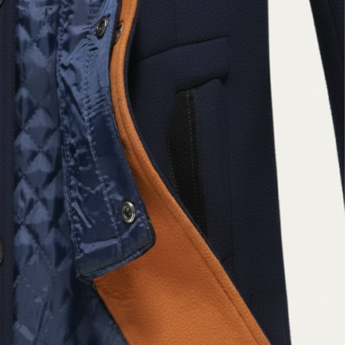 Ash | Men's Smart Casual Wool Overcoat Navy Camel Lined