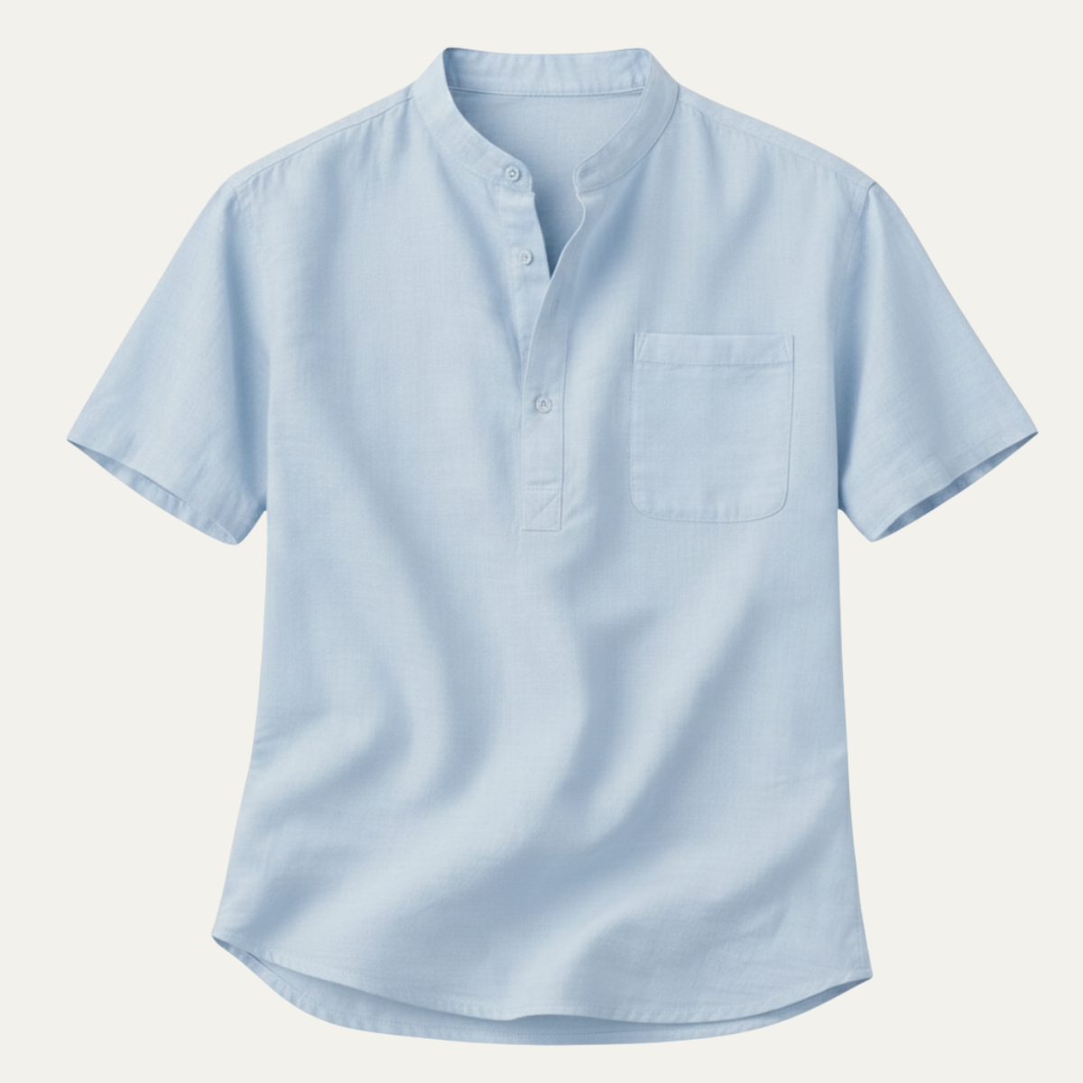 Callum | Men's Casual Linen Henley Black Short Sleeve