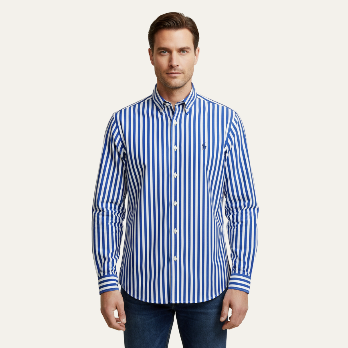 Blake | Men's Striped Button Up Shirt Blue White