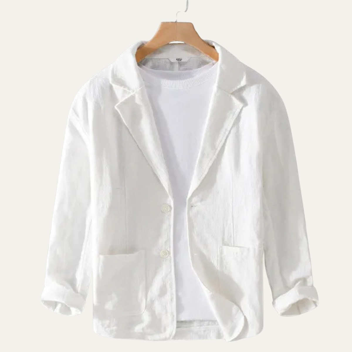 Beau | Men's Linen Blazer White Casual Button Up