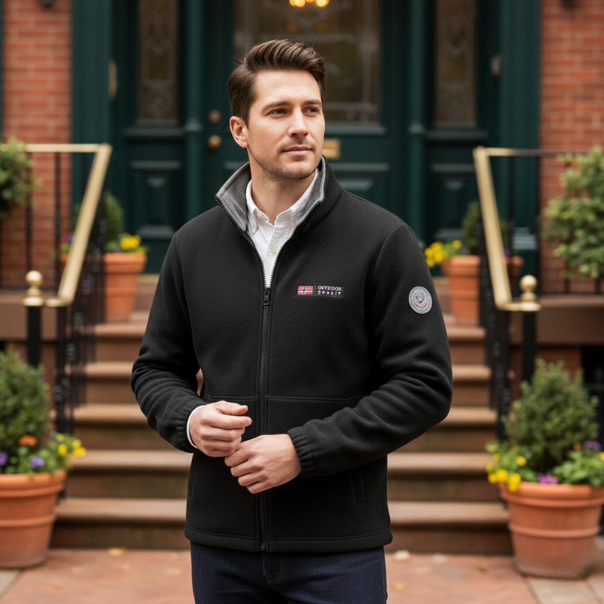 Axel | Men's Fleece Jacket Black Zip Up Lightweight