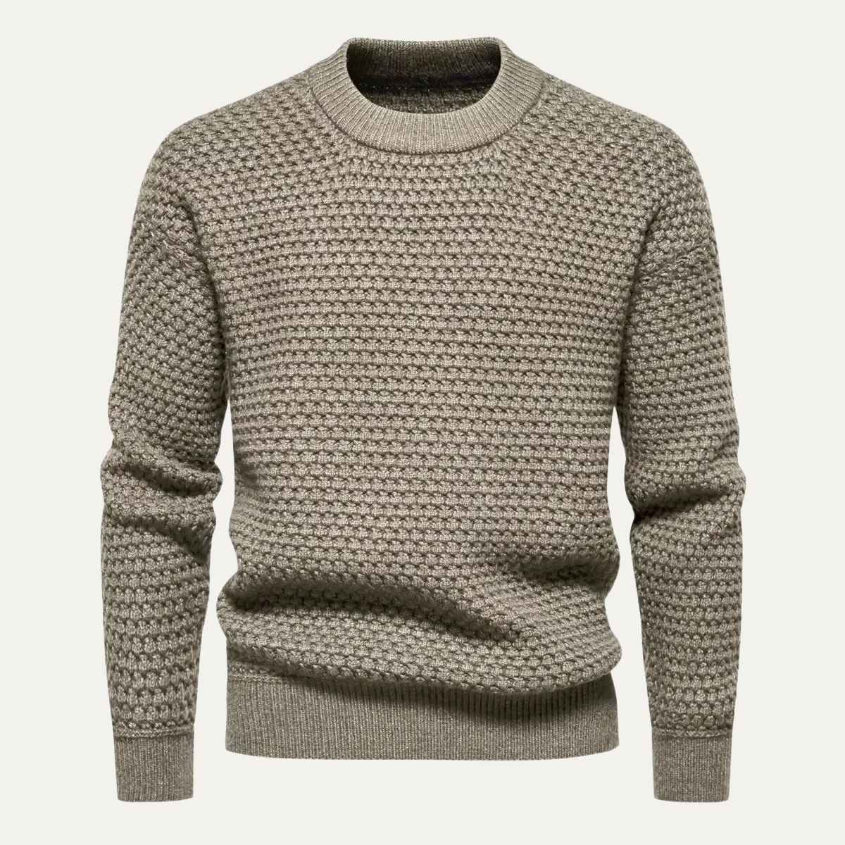 Ashton | Men's Crew Neck Cable Knit Sweater Charcoal