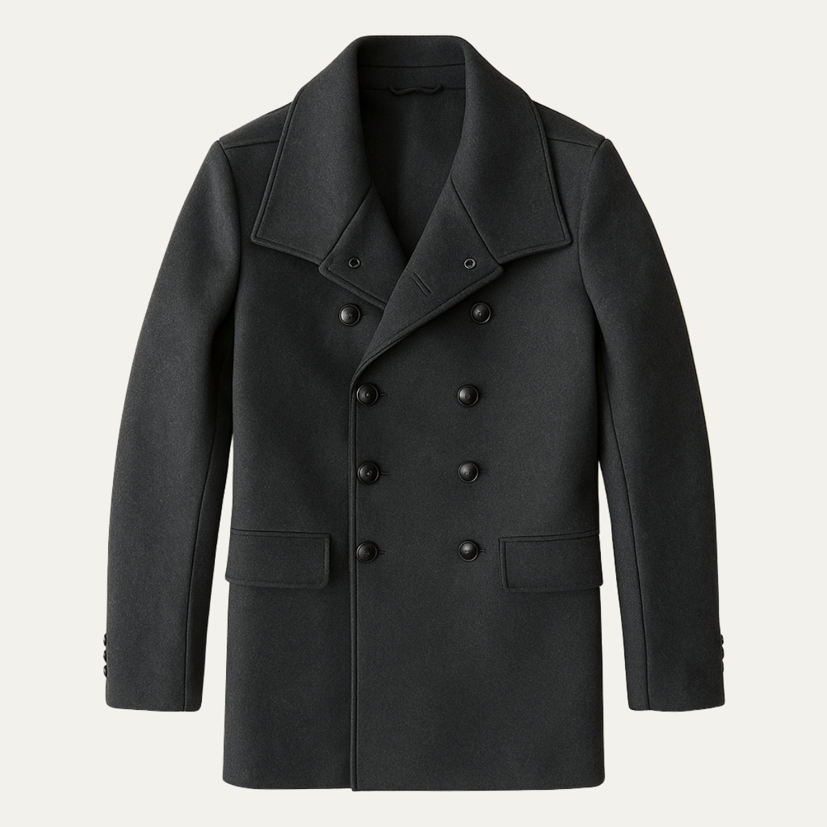 Idris | Men's Double Breasted Wool Coat Charcoal