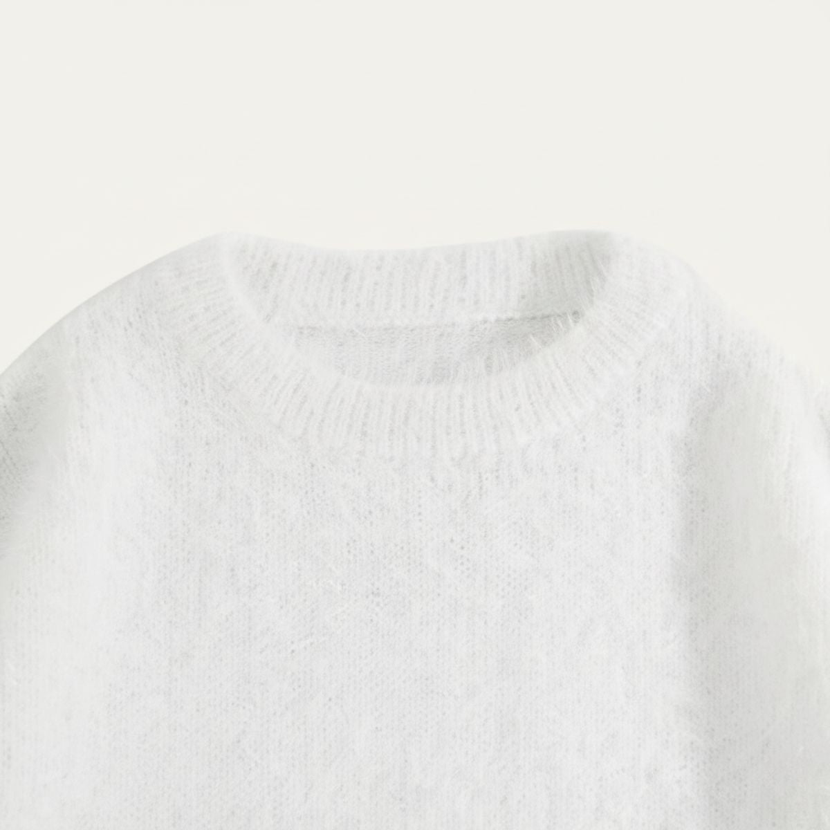 Alma | Men's Crew Neck Sweater White Cashmere Knit