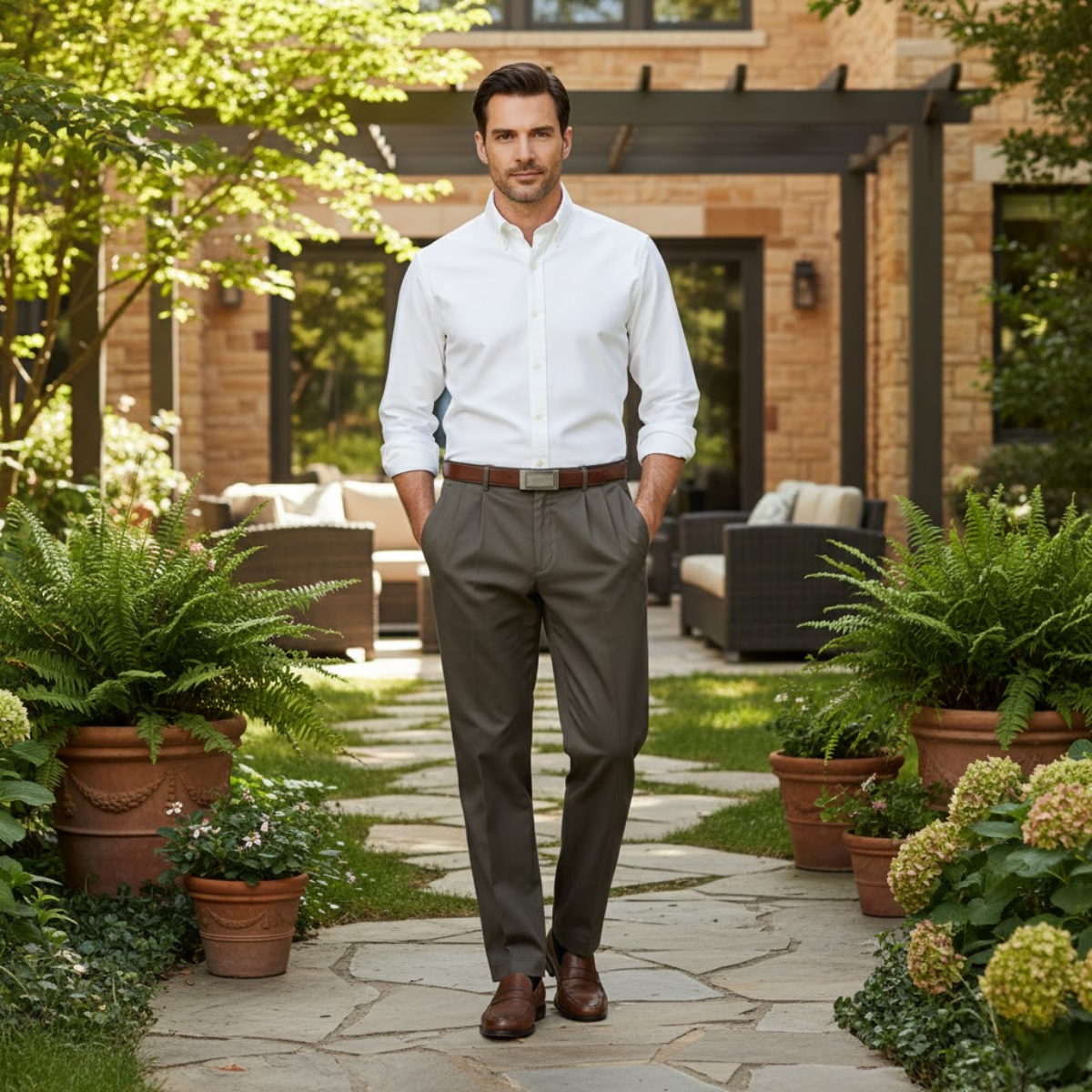 Orrin | Men's Straight Leg Dress Pants Gray Pleated