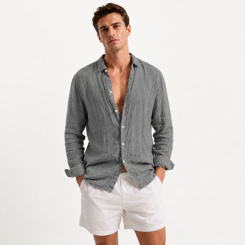 Omar | Men's Shirt Charcoal Gray Button Up