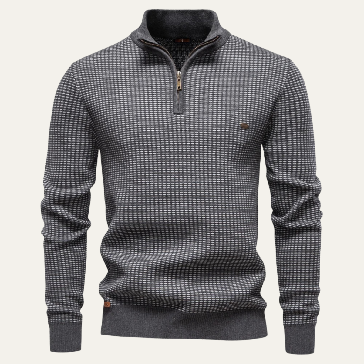 Bram | Men's Quarter Zip Sweater Charcoal Gray Knit