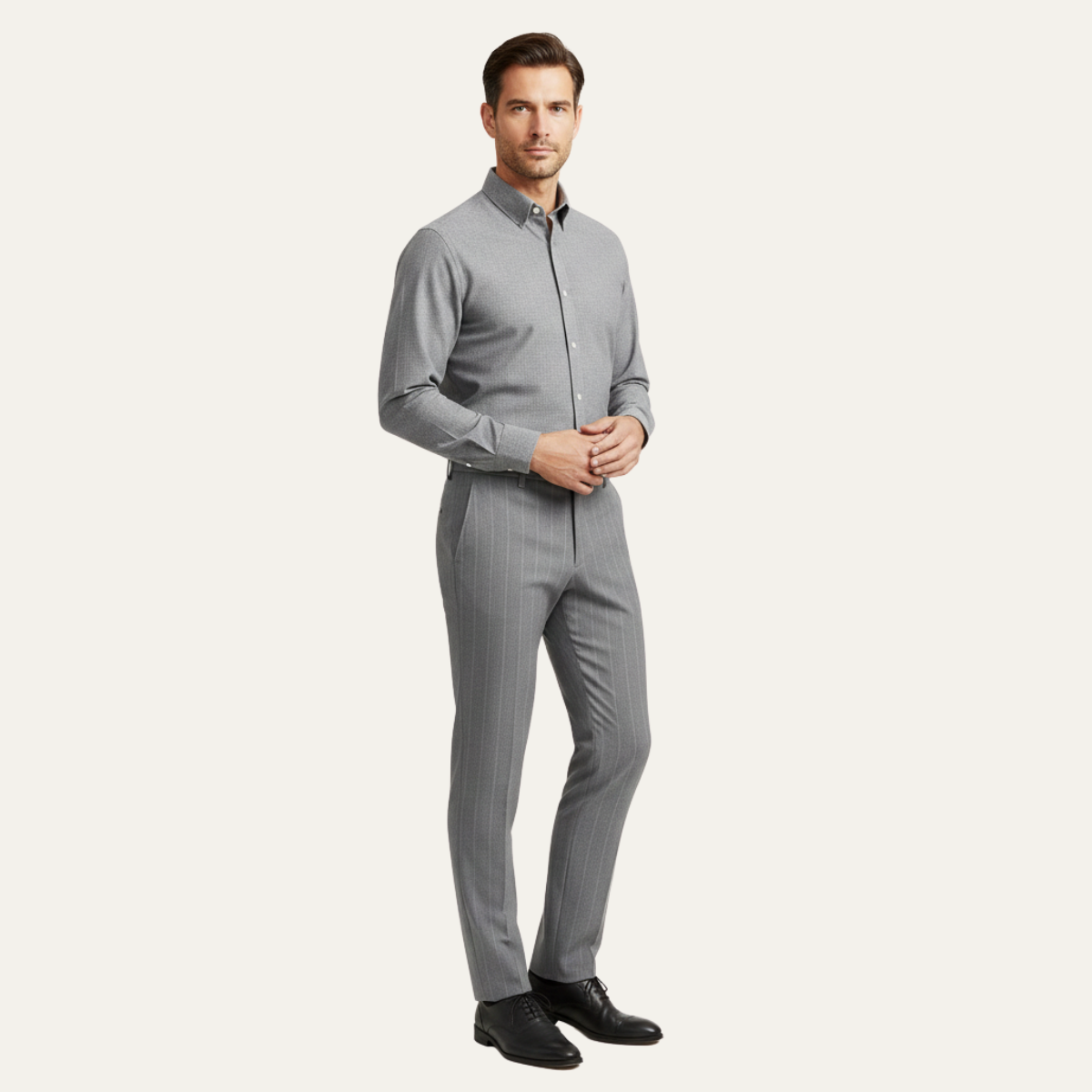 Cruz | Men's Slim Fit Dress Pants Gray Pinstripe