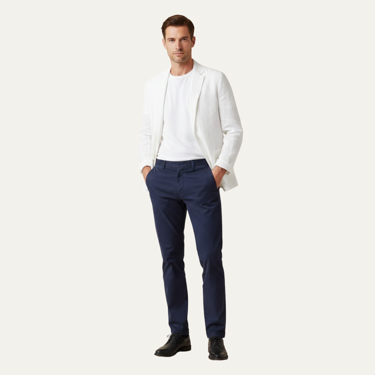 Beau | Men's Linen Blazer White Casual Button Up