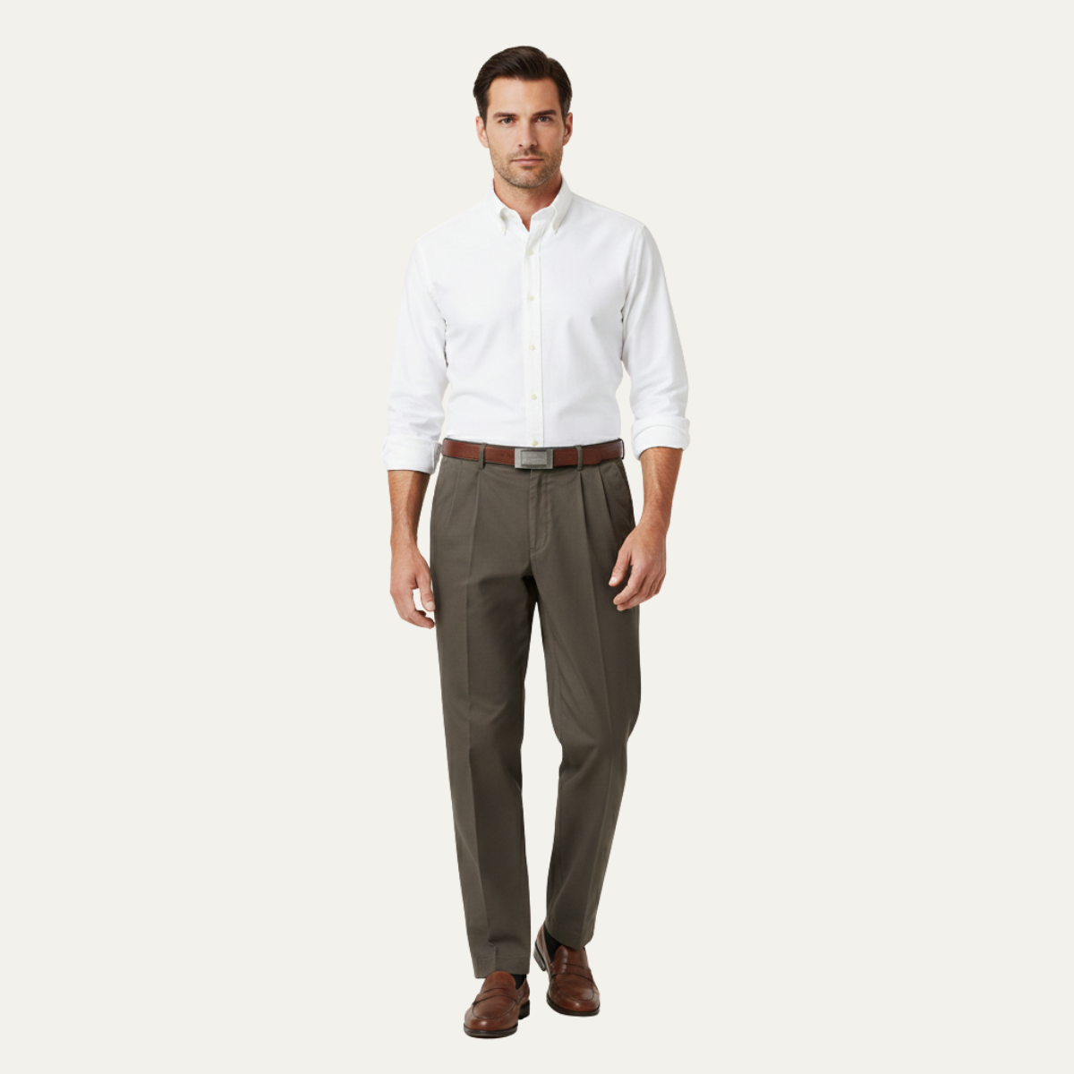 Orrin | Men's Straight Leg Dress Pants Gray Pleated
